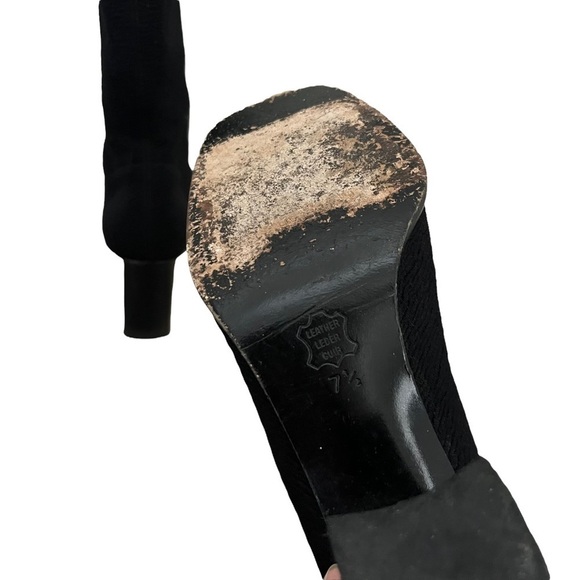 Charles Jourdan Black Knit Block Heel Mid Calf Sock Boot 7.5 - Picture 5 of 5